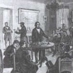 Ю.Шюблер. Н.В. Гоголь читает 'Ревизора' артистам Малого театра 5 ноября 1851 г. 1894.