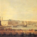 Проспект вниз по Неве реке от Невского моста между Невской церковью и Кадетским Корпусом