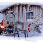 Санта Клаус и его олененок Рудольф